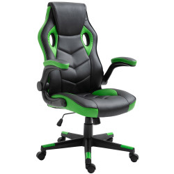 Silla Gamer Omis En Simil Cuero Negro/verde