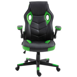 Silla Gamer Omis En Simil Cuero Negro/verde