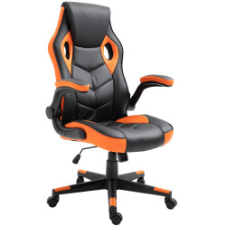 Silla Gamer Omis En Simil Cuero Negro/naranja