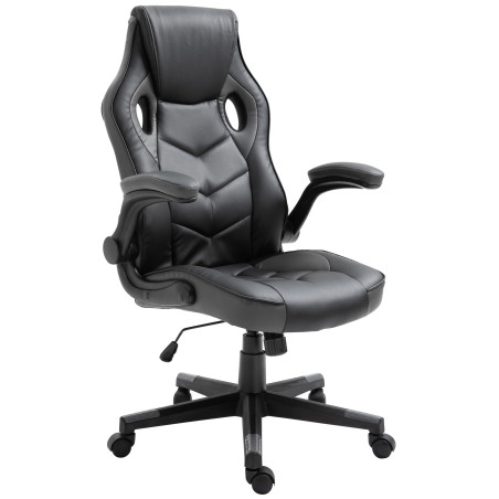 Silla Gamer Omis En Simil Cuero Negro/gris