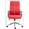 Silla De Oficina Kolumbus En Cuero Original Rojo