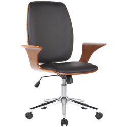 Silla De Oficina Burbank Nogal/negro,Simil cuero