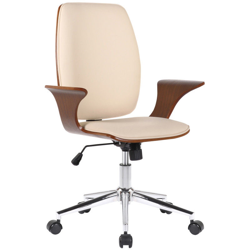 Silla De Oficina Burbank Nogal/crema,Simil cuero