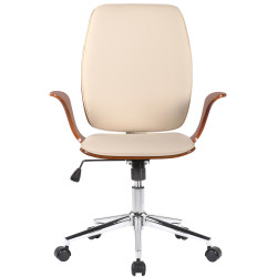 Silla De Oficina Burbank Nogal/crema,Simil cuero