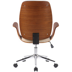 Silla De Oficina Burbank Nogal/crema,Simil cuero