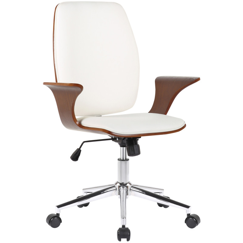 Silla De Oficina Burbank Nogal/blanco,Simil cuero