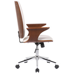 Silla De Oficina Burbank Nogal/blanco,Simil cuero