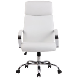 Silla De Oficina Faro XL En Simil Cuero o Tela Blanco,Simil cuero