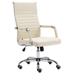 Silla De Oficina Amadora En Cuero PU Crema,Tela