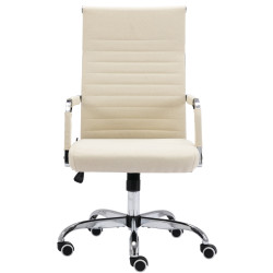 Silla De Oficina Amadora En Cuero PU Crema,Tela