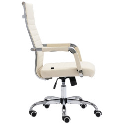 Silla De Oficina Amadora En Cuero PU Crema,Tela