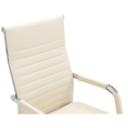 Silla De Oficina Amadora En Cuero PU Crema,Tela