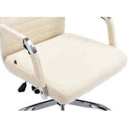 Silla De Oficina Amadora En Cuero PU Crema,Tela