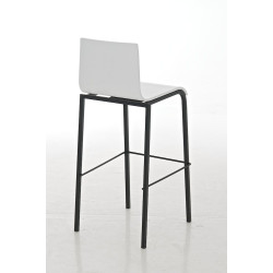 Taburete Avola Asiento de Madera & Base de Metal Negro Blanco mate