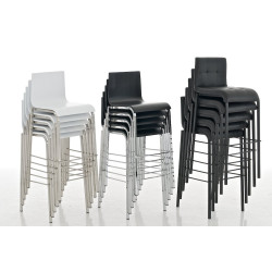 Taburete Avola Asiento de Madera & Base de Metal Negro Blanco mate