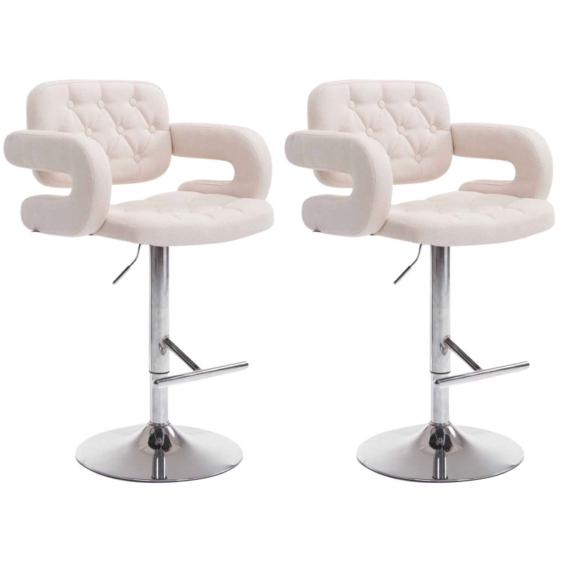 Set  2 Taburetes De Bar Dublin En Tela Beige