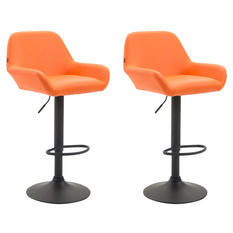 Set 2 Taburetes Braga En Cuero PU Naranja,Negro