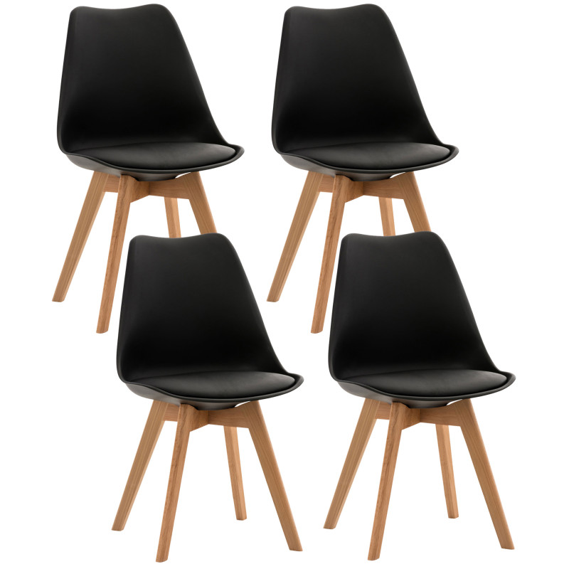 Set De 4 Sillas De Comedor Linares Negro,Plástico