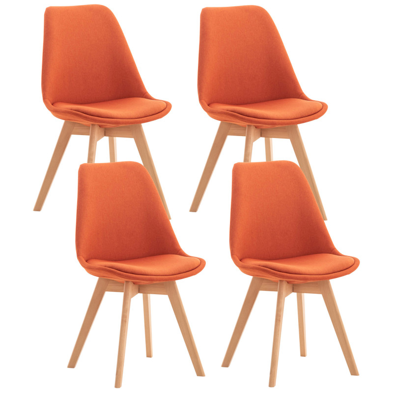 Set De 4 Sillas De Comedor Linares Naranja,Tela