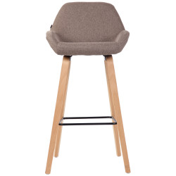 Taburete de bar Newnan de 4 patas con estructura de tela Gris topo,Natural (roble)