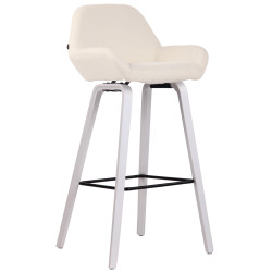 Taburete de bar Newnan de 4 patas con estructura de tela Crema,Blanco (roble)