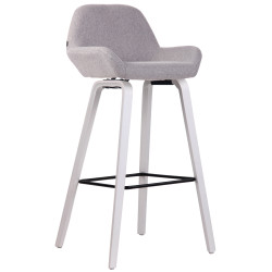 Taburete de bar Newnan de 4 patas con estructura de tela Gris,Blanco (roble)