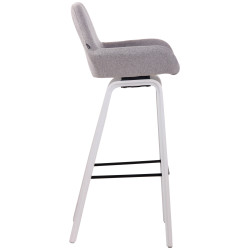 Taburete de bar Newnan de 4 patas con estructura de tela Gris,Blanco (roble)